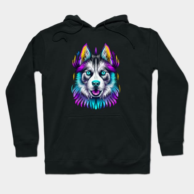 Husky Sled Dog Tribal Art Hoodie by Furrban